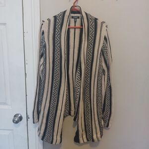 Chaps by Ralph Lauren Black and Ivory Aztec Western Open Front Cardigan. 